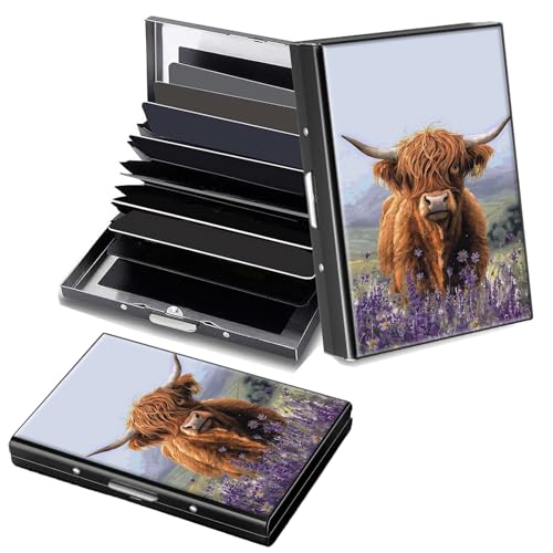 Decahouy RFID-blockierendes, schlankes Aluminium-Kreditkartenetui für Damen und Herren, kleine Metallgeldbörse mit 6 Akkordeonfächern, leichtes Visitenkartenetui, modisches Muster, Ausweis-Geldbörse von Decahouy