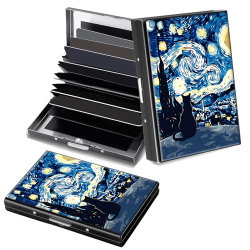 Decahouy RFID-blockierendes, schlankes Aluminium-Kreditkartenetui für Damen und Herren, kleine Metallgeldbörse mit 6 Akkordeonfächern, leichtes Visitenkartenetui, modisches Muster, Ausweis-Geldbörse von Decahouy