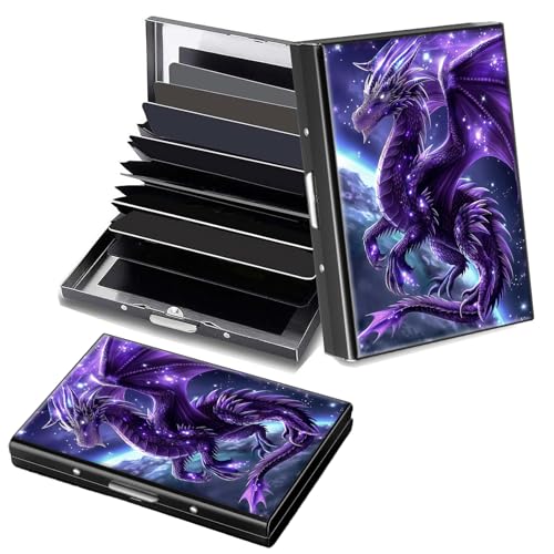 Decahouy RFID-blockierendes, schlankes Aluminium-Kreditkartenetui für Damen und Herren, kleine Metallgeldbörse mit 6 Akkordeonfächern, leichtes Visitenkartenetui, modisches Muster, Ausweis-Geldbörse von Decahouy