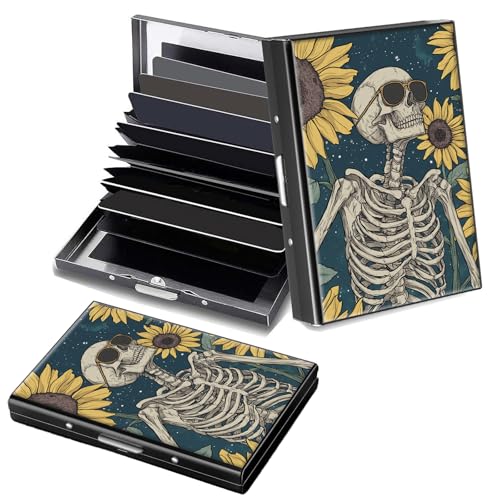 Decahouy RFID-blockierendes, schlankes Aluminium-Kreditkartenetui für Damen und Herren, kleine Metallgeldbörse mit 6 Akkordeonfächern, leichtes Visitenkartenetui, modisches Muster, Ausweis-Geldbörse von Decahouy