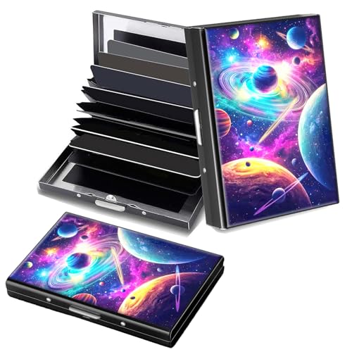 Decahouy RFID-blockierendes, schlankes Aluminium-Kreditkartenetui für Damen und Herren, kleine Metallgeldbörse mit 6 Akkordeonfächern, leichtes Visitenkartenetui, modisches Muster, Ausweis-Geldbörse von Decahouy