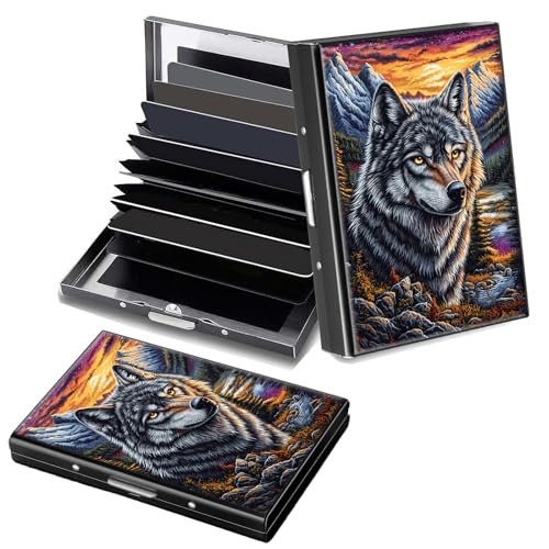 Decahouy RFID-blockierendes, schlankes Aluminium-Kreditkartenetui für Damen und Herren, kleine Metallgeldbörse mit 6 Akkordeonfächern, leichtes Visitenkartenetui, modisches Muster, Ausweis-Geldbörse von Decahouy