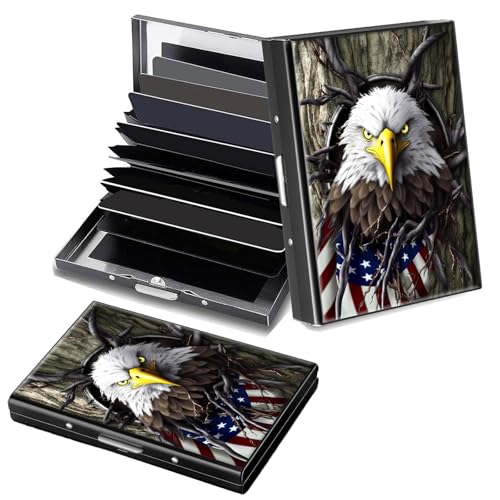 Decahouy RFID-blockierendes, schlankes Aluminium-Kreditkartenetui für Damen und Herren, kleine Metallgeldbörse mit 6 Akkordeonfächern, leichtes Visitenkartenetui, modisches Muster, Ausweis-Geldbörse von Decahouy