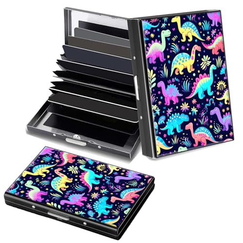 Decahouy RFID-blockierendes, schlankes Aluminium-Kreditkartenetui für Damen und Herren, kleine Metallgeldbörse mit 6 Akkordeonfächern, leichtes Visitenkartenetui, modisches Muster, Ausweis-Geldbörse von Decahouy