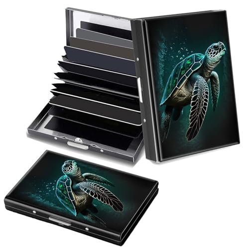 Decahouy RFID-blockierendes, schlankes Aluminium-Kreditkartenetui für Damen und Herren, kleine Metallgeldbörse mit 6 Akkordeonfächern, leichtes Visitenkartenetui, modisches Muster, Ausweis-Geldbörse von Decahouy