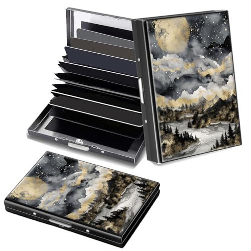 Decahouy RFID-blockierendes, schlankes Aluminium-Kreditkartenetui für Damen und Herren, kleine Metallgeldbörse mit 6 Akkordeonfächern, leichtes Visitenkartenetui, modisches Muster, Ausweis-Geldbörse von Decahouy