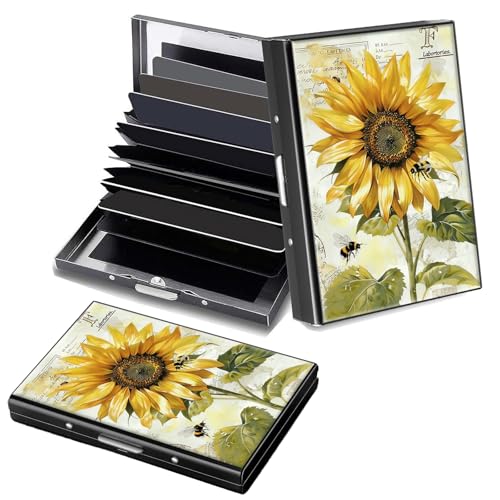 Decahouy RFID-blockierendes, schlankes Aluminium-Kreditkartenetui für Damen und Herren, kleine Metallgeldbörse mit 6 Akkordeonfächern, leichtes Visitenkartenetui, modisches Muster, Ausweis-Geldbörse von Decahouy