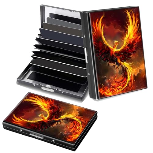 Decahouy RFID-blockierendes, schlankes Aluminium-Kreditkartenetui für Damen und Herren, kleine Metallgeldbörse mit 6 Akkordeonfächern, leichtes Visitenkartenetui, modisches Muster, Ausweis-Geldbörse von Decahouy