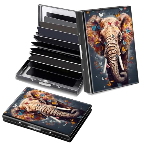 Decahouy RFID-blockierendes, schlankes Aluminium-Kreditkartenetui für Damen und Herren, kleine Metallgeldbörse mit 6 Akkordeonfächern, leichtes Visitenkartenetui, modisches Muster, Ausweis-Geldbörse von Decahouy