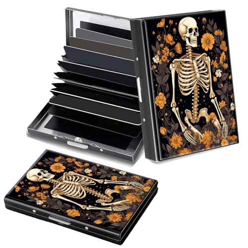 Decahouy RFID-blockierendes, schlankes Aluminium-Kreditkartenetui für Damen und Herren, kleine Metallgeldbörse mit 6 Akkordeonfächern, leichtes Visitenkartenetui, modisches Muster, Ausweis-Geldbörse von Decahouy