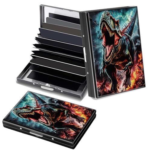 Decahouy RFID-blockierendes, schlankes Aluminium-Kreditkartenetui für Damen und Herren, kleine Metallgeldbörse mit 6 Akkordeonfächern, leichtes Visitenkartenetui, modisches Muster, Ausweis-Geldbörse von Decahouy