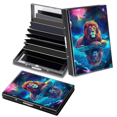 Decahouy RFID-blockierendes, schlankes Aluminium-Kreditkartenetui für Damen und Herren, kleine Metallgeldbörse mit 6 Akkordeonfächern, leichtes Visitenkartenetui, modisches Muster, Ausweis-Geldbörse von Decahouy