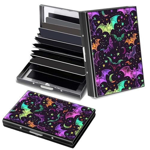 Decahouy RFID-blockierendes, schlankes Aluminium-Kreditkartenetui für Damen und Herren, kleine Metallgeldbörse mit 6 Akkordeonfächern, leichtes Visitenkartenetui, modisches Muster, Ausweis-Geldbörse von Decahouy