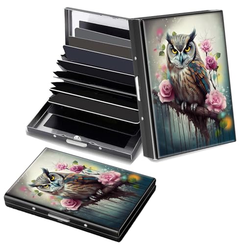 Decahouy RFID-blockierendes, schlankes Aluminium-Kreditkartenetui für Damen und Herren, kleine Metallgeldbörse mit 6 Akkordeonfächern, leichtes Visitenkartenetui, modisches Muster, Ausweis-Geldbörse von Decahouy