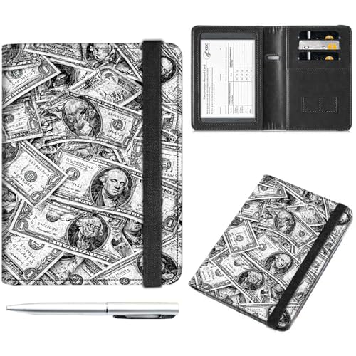 Decahouy Reisepass- und Impfkartenhalter, Reisepasshülle mit RFID-Blockierung, Leder-Impfkartenschlitz, Reisepasshülle für Damen und Herren, Schwarz und Weiß, with Pen von Decahouy