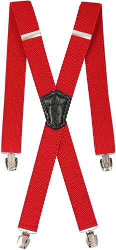 Decalen Herren Hosenträger Hochwertige, Elegante und Verstellbare Hosenträger mit Robusten Clips, 35 mm Breit, Ideal für Business, Freizeit und Formelle Anlässe (Rot 2) von Decalen