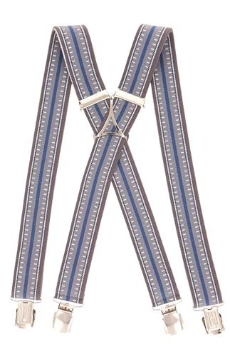 Decalen Herren Hosenträger Hochwertige, Elegante und Verstellbare Suspenders mit Robusten Clips, 35 mm Breit, Ideal für Business, Freizeit, Hochzeit und Formelle Anlässe (Grau Blau) von Decalen