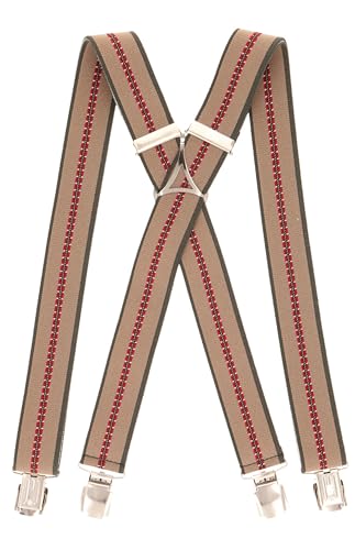 Decalen Herren Hosenträger Hochwertige, Elegante und Verstellbare Suspenders mit Robusten Clips, 35 mm Breit, Ideal für Business, Freizeit, Hochzeit und Formelle Anlässe (Grün Beige Rot) von Decalen
