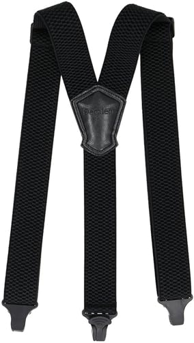 Decalen Herren Hosenträger Schwerlast Verstellbar mit Starken Clips, 40 mm Breit Ideal für Arbeit, Freizeit & Formelle Anlässe, Einheitsgröße, Y X Form (Y Style, Schwarz 6) von Decalen