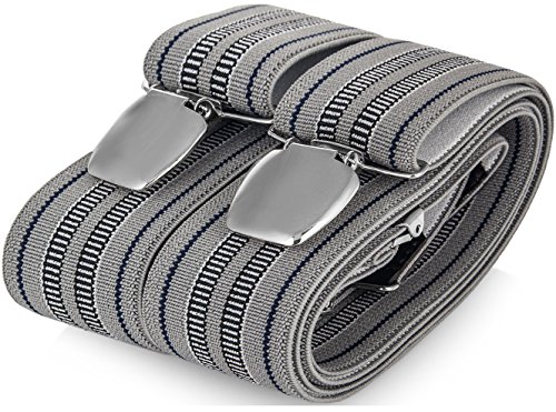 Decalen Hosenträger Herren Breit 3,5 cm mit sehr starken 3 metall Clips Lang Einheitsgröße für Männer und Damen Einstellbar und Elastisch Y Style (Grau 3) von Decalen