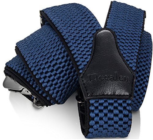 Decalen Hosenträger für Herren breit extra starken 4 cm mit 3er Clips Y Form Lang für Männer und Damen Eine Größe Passt Alle Verschiedenen Farben (Blau) von Decalen