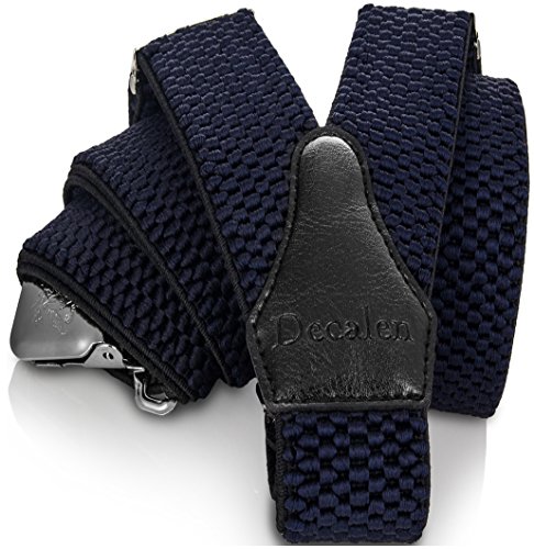 Decalen Hosenträger für Herren breit extra starken 4 cm mit 3er Clips Y Form Lang für Männer und Damen Eine Größe Passt Alle Verschiedenen Farben (Marineblau) von Decalen