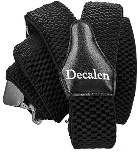 Decalen Hosenträger für Herren breit extra starken 4 cm mit 3er Clips Y Form Lang für Männer und Damen Eine Größe Passt Alle Verschiedenen Farben (Schwarz 2) von Decalen