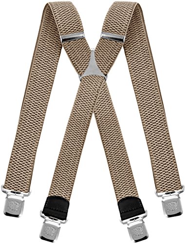 Decalen Hosenträger für Herren breit extra starken 4 cm mit 4er Clips X-Form lange für Männer und Damen Hose (Hell Beige) von Decalen