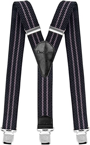 Decalen Hosenträger für Herren breit extra starken Clips Y Form Lang Eine Größe Passt Alle Männer und Damen Verschiedenen Farben (Schwarz Grau) von Decalen