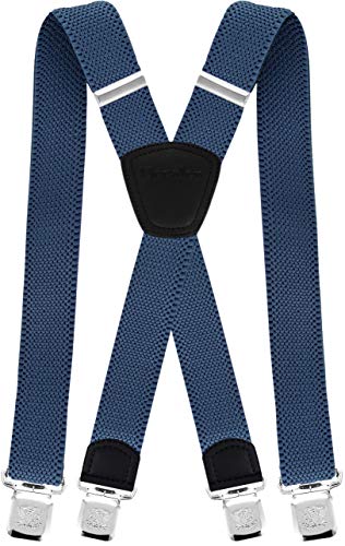 Decalen Hosenträger für Herren die Stärksten Hosenträger auf dem Markt Breite 4 cm mit 4 Metallclips Lange Einheitsgröße Verstellbare und Elastische X-Form für Alle Männer (Blau) von Decalen
