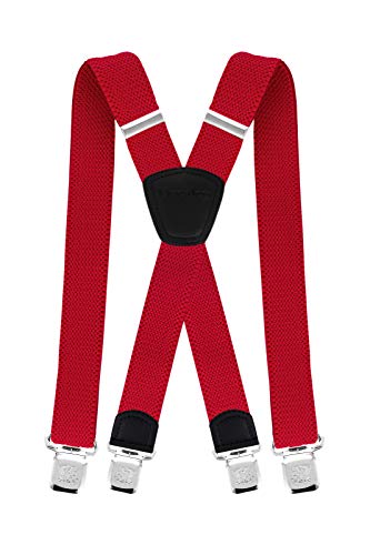 Decalen Hosenträger für Herren die Stärksten Hosenträger auf dem Markt Breite 4 cm mit 4 Metallclips Lange Einheitsgröße Verstellbare und Elastische X-Form für Alle Männer (Rot) von Decalen