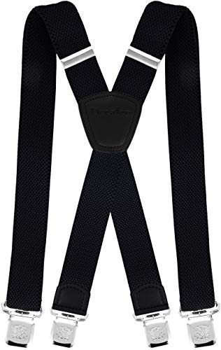 Decalen Hosenträger für Herren die Stärksten Hosenträger auf dem Markt Breite 4 cm mit 4 Metallclips Lange Einheitsgröße Verstellbare und Elastische X-Form für Alle Männer (Schwarz 1) von Decalen