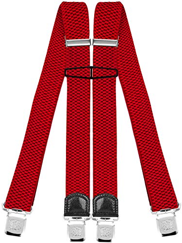 Decalen Hosenträger für Herren mit 4 Starken Clips X Form Lang Eine Größe Passt Alle Verschiedenen Farben (Rot) von Decalen