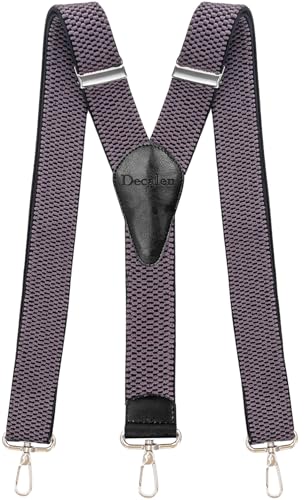 Decalen Hosenträger für Herren mit extra starken, dreieckigen Anti-Rutsch-Klammern, Y-Form, lang, Einheitsgröße passt für alle (Grau 2) von Decalen