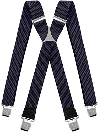 Decalen Hosenträger für Herren breit extra starken 4 cm mit 4er Clips X-Form lange für Männer und Damen Hose (Marineblau) von Decalen