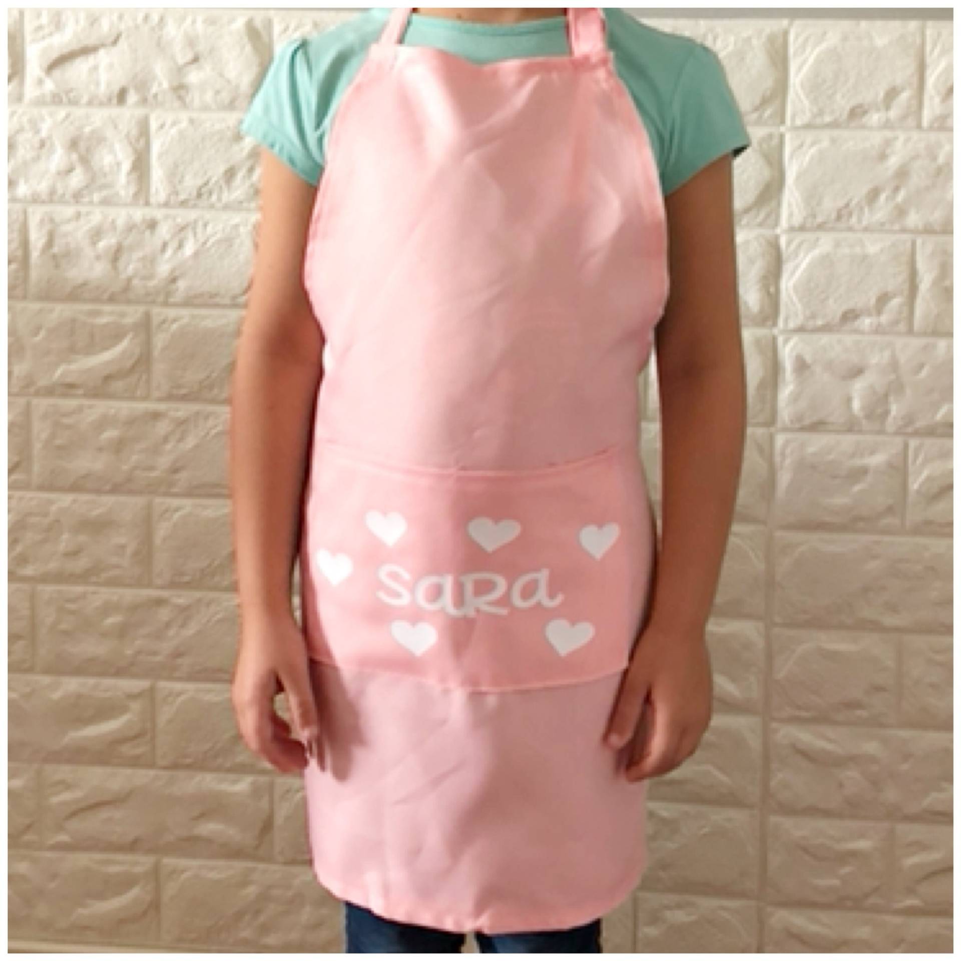 Personalisierte Kind Schürze - Eisen Auf Namen Küchenschürze Individuelle Kinder Backen Zubehör Kochschürze Mädchen Rosa von DecalsEnFolie