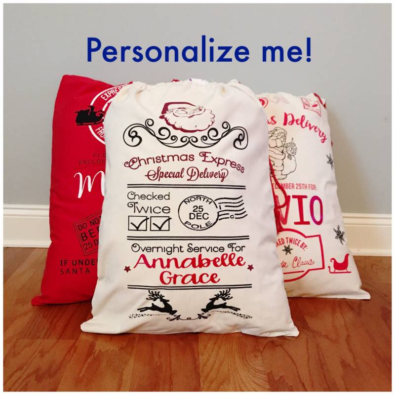 Personalisierte Weihnachtstasche - Weihnachtsmann Sack Sonderlieferung Weihnachts Express Große Canvas Tasche 25.dezember von DecalsEnFolie