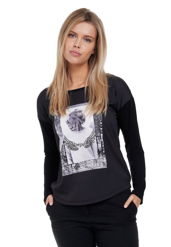 Decay Langarmshirt mit eleganter Perlen-Applikation von Decay