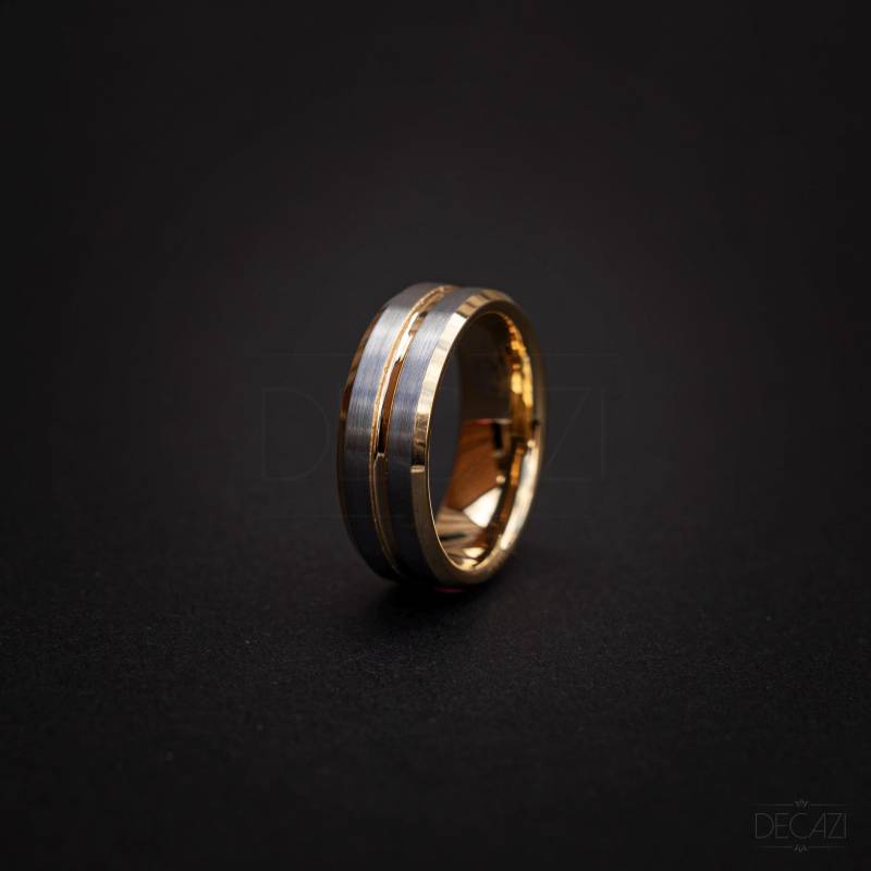 Gold-Wolfram-Ring, Günstiger Ehering, Einzigartiger Ring, Paarring, Schmuck, Cooler Mann, Herrenhochzeit von Decazi