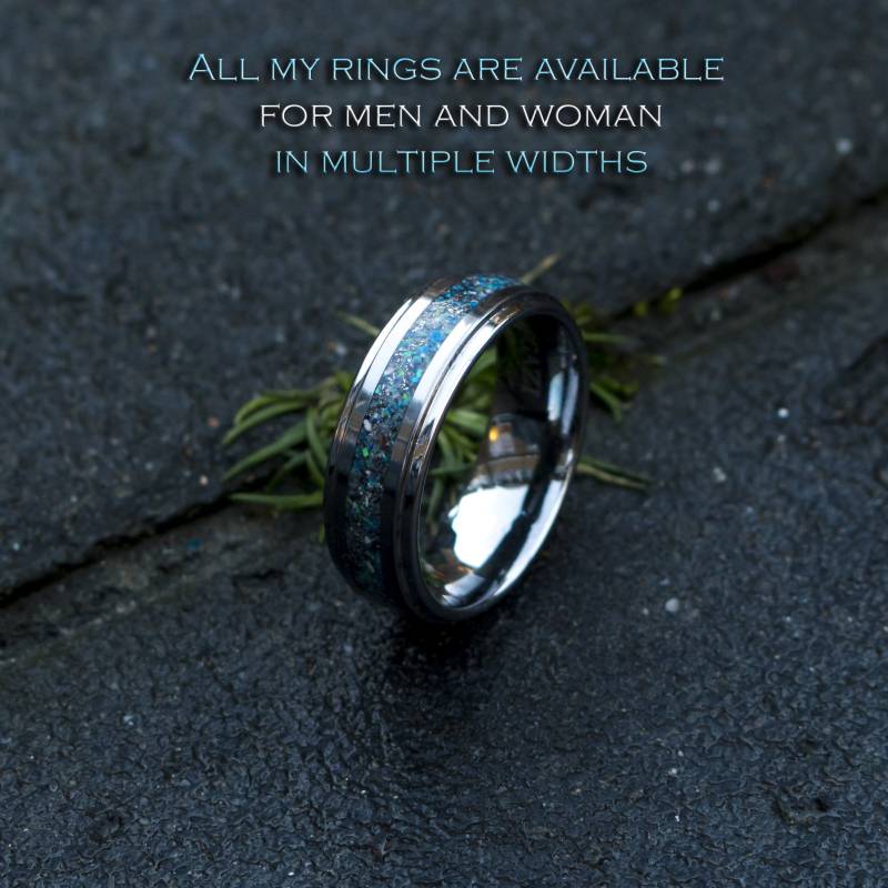 Leuchtet Im Dunkeln. Opalring Für Herren. Galaxie-Opal. Wolframring Männer. Meteorit-Opal-Ring. Weihnachten. Hochzeitsband Ring Mit Opaleinlage von Decazi