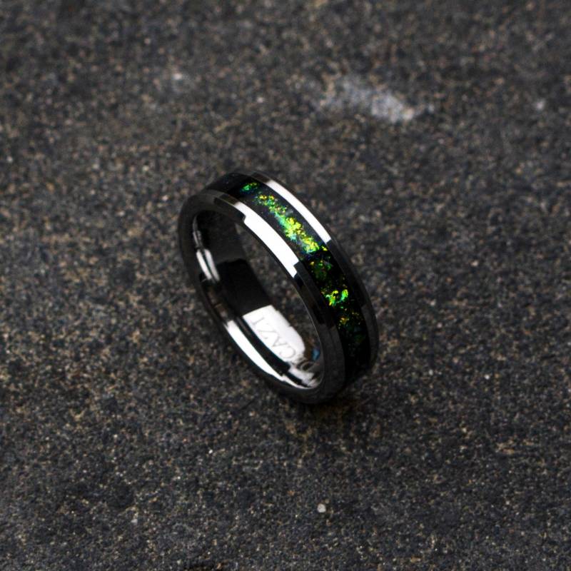 Opal-Verlobungsring. 4 Mm Wolframring. Stapelbarer Ring. Stapelringe. Stapelbares Ringset. Ehering Für Herren. Wolframring Männer von Decazi