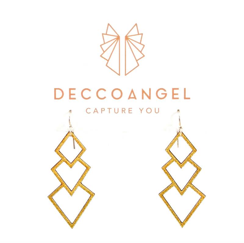 Diamant Trio Ohrringe // Art Deco Inspiriertes Leder Aus Laser-Cut-Leder An Sterling Silber Ohrhaken von Deccoangel
