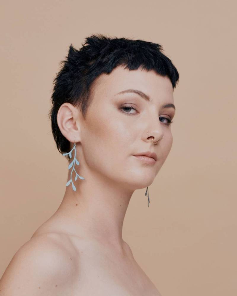 Reben-Leder-Ohrringe Art Deco-sterlingsilber-Haken, Leicht von Deccoangel