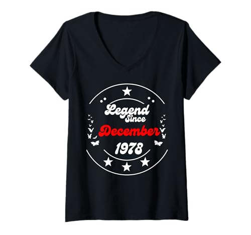 Damen Dezember 1978 Birthday Legend Man Boy Since December 1978 T-Shirt mit V-Ausschnitt von December 1978 Birthday Legendary Since 1978 Men