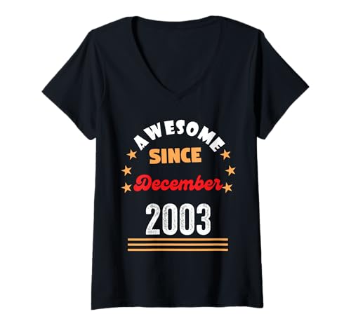 Damen Dezember 2003 Birthday Awesome Since 2003 December Vintage T-Shirt mit V-Ausschnitt Damen Dezember 2003 Birthday Awesome Since 2003 December Vintage T-Shirt mit V-Ausschnitt von December 2003 Birthday Awesome Since 2003 Vintage