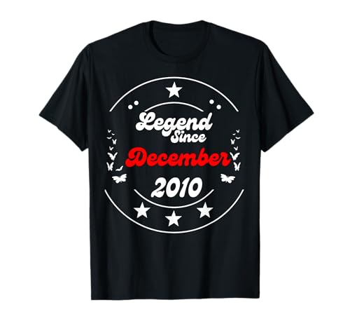 Dezember 2010 Birthday Legend Man Boy Since December 2010 T-Shirt von December 2010 Birthday Legendary Since 2010 Men