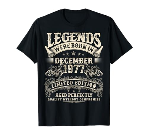 Retro 47. Geburtstag Geschenke für Männer 47 Jahre alt Dezember 1977 T-Shirt von December Birthday Gifts For Legendary Men Apparel