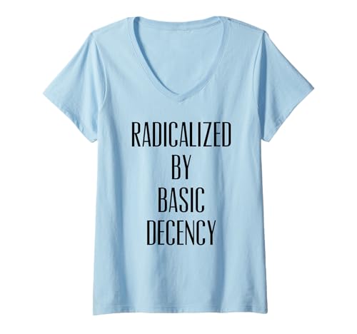 Damen Radikalisiert von Basic Decency Fun Social Democracy T-Shirt mit V-Ausschnitt Damen Radikalisiert von Basic Decency Fun Social Democracy T-Shirt mit V-Ausschnitt von Decency Matters
