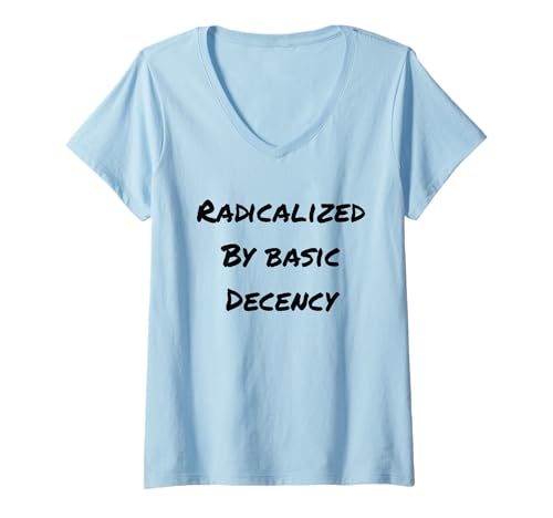 Damen Radikalisiert von Basic Decency Fun Social Democracy T-Shirt mit V-Ausschnitt Damen Radikalisiert von Basic Decency Fun Social Democracy T-Shirt mit V-Ausschnitt von Decency Matters