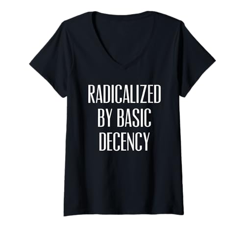 Damen Radikalisiert von Basic Decency Fun Social Democracy T-Shirt mit V-Ausschnitt Damen Radikalisiert von Basic Decency Fun Social Democracy T-Shirt mit V-Ausschnitt von Decency Matters